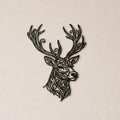 Close-up of Deer Head filigree wall art in black at accurate 12-inch scale