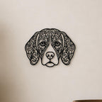 Close-up of Beagle filigree wall art in black at accurate 12-inch scale