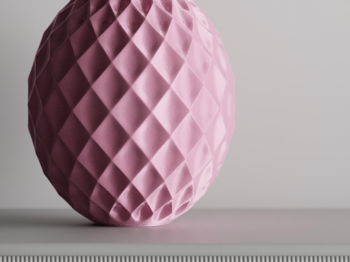 Side close-up of the GemLattice vase showing its sculpted faceted pattern
