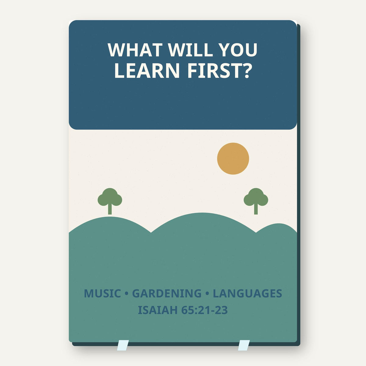 Learn Forever Hobby Guide flyer plaque shown close up from the front with its original Paradise-themed design.