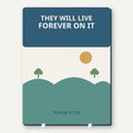 Live Forever Paradise Promise poster plaque shown close up from the front with its original Paradise-themed design.