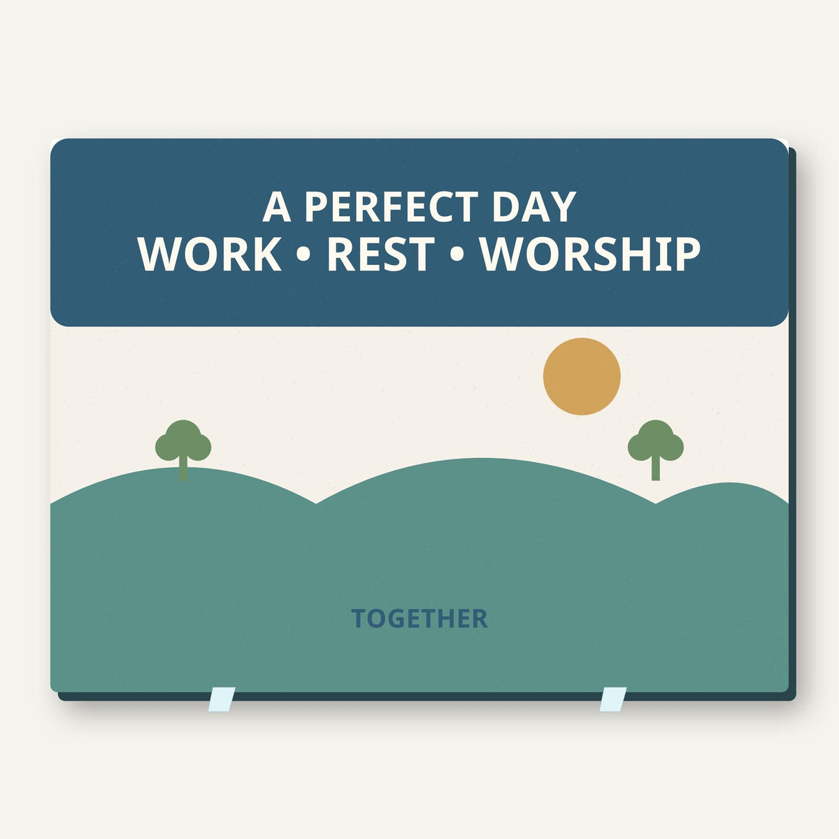 A Perfect Day Daily Notice newspaper ad plaque shown close up from the front with its original Paradise-themed design.