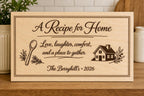 Recipe for Home engraved birch family sign shown close up with the Berryhills name and 2026.