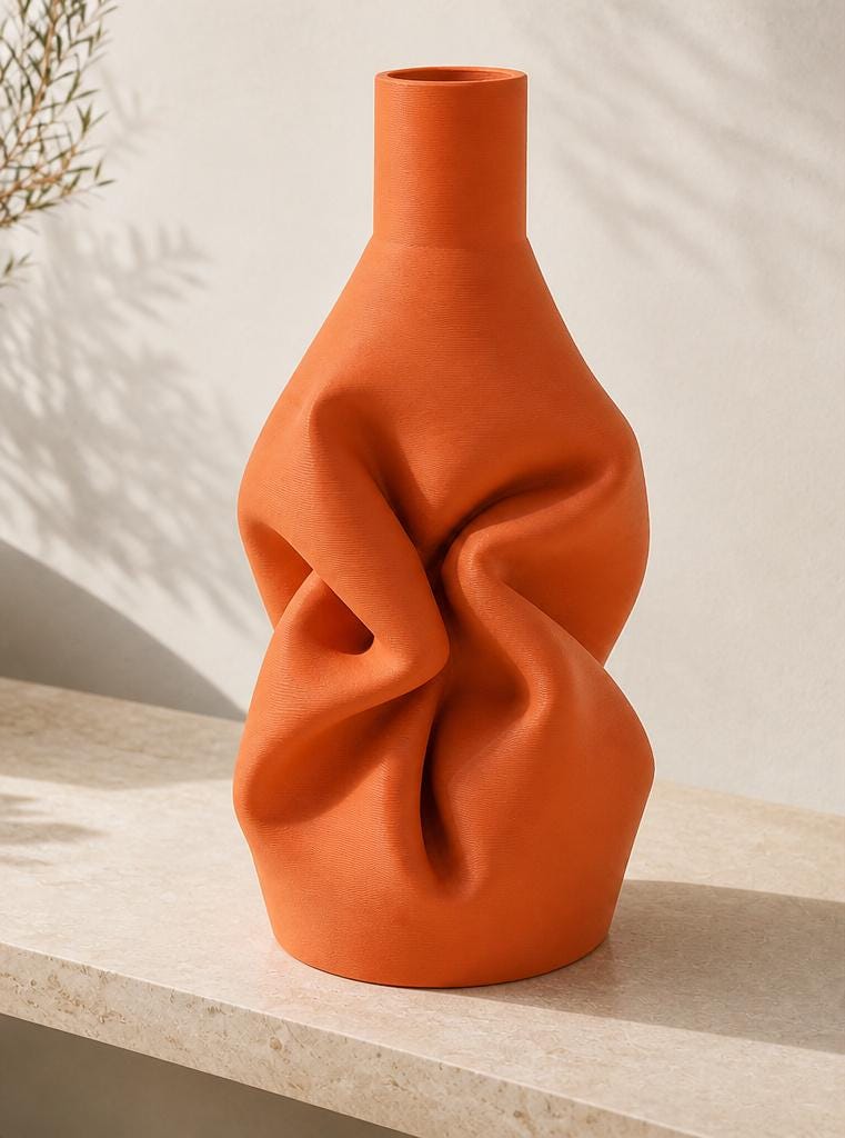 LinenFlow Decorative Vase in warm beige holding dried grasses on a welcoming entryway console.