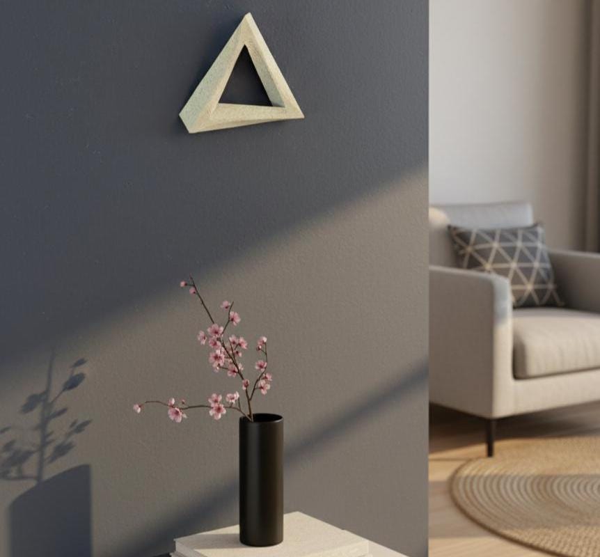 EndlessCorner Illusion Sculpture, penrose Triangle Wall Art: raised Geometric Optical Illusion Sculpture, shown in an additional close-up listing view with visible shape and details.