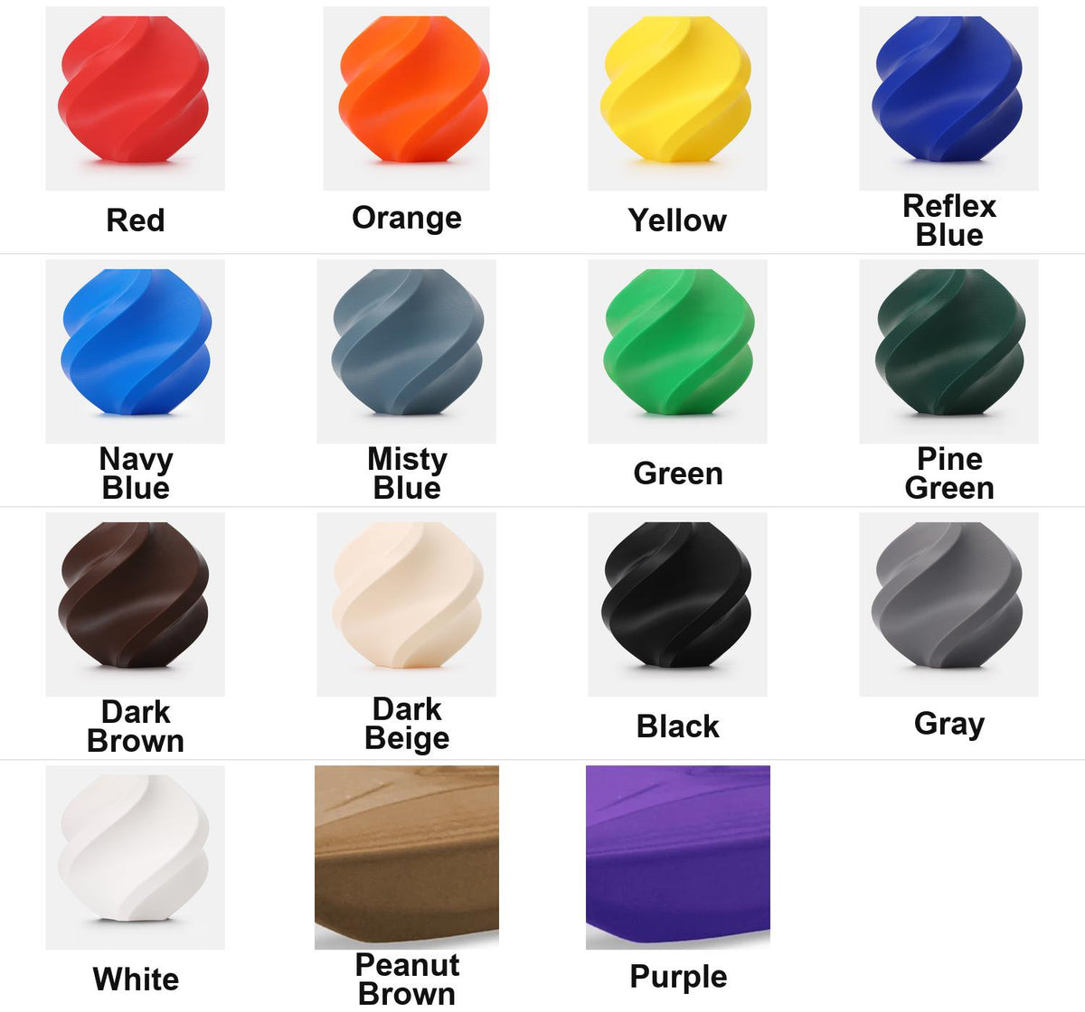 Weatherproof color reference showing Red, Orange, Yellow, Reflex Blue, Navy Blue, Misty Blue, Green, Pine Green, Dark Brown, Dark Beige, Black, Gray, White, Peanut Brown, and Purple.