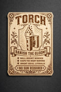 Pixel Torch Wood Sign, Retro Game Room Wall Art, Birch Engraved Gamer Decor with Desk Stand, 6 9 12 Inch, shown in the main close-up listing view with its overall design visible.