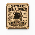Retro Space Helmet Wood Sign, Birch Space Wall Decor, Astronaut Helmet Desk Plaque, Sci Fi Room Gift, shown in the main close-up listing view with its overall design visible.