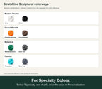 Named colorway swatch showing each option. For Specialty Colors: Select "Specialty: see chart"; enter the color in Personalization.