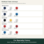 Named colorway swatch showing each option. For Specialty Colors: Select "Specialty: see chart"; enter the color in Personalization.