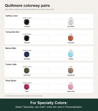Named colorway swatch showing each option. For Specialty Colors: Select "Specialty: see chart"; enter the color in Personalization.