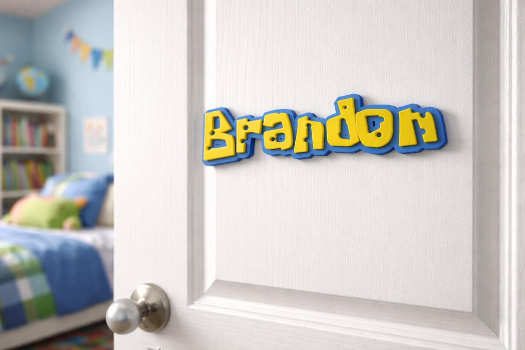 Cartoon "Sponge" Style Name Sign for Kids Room Door Wall Decor, shown in an additional close-up listing view with visible shape and details.