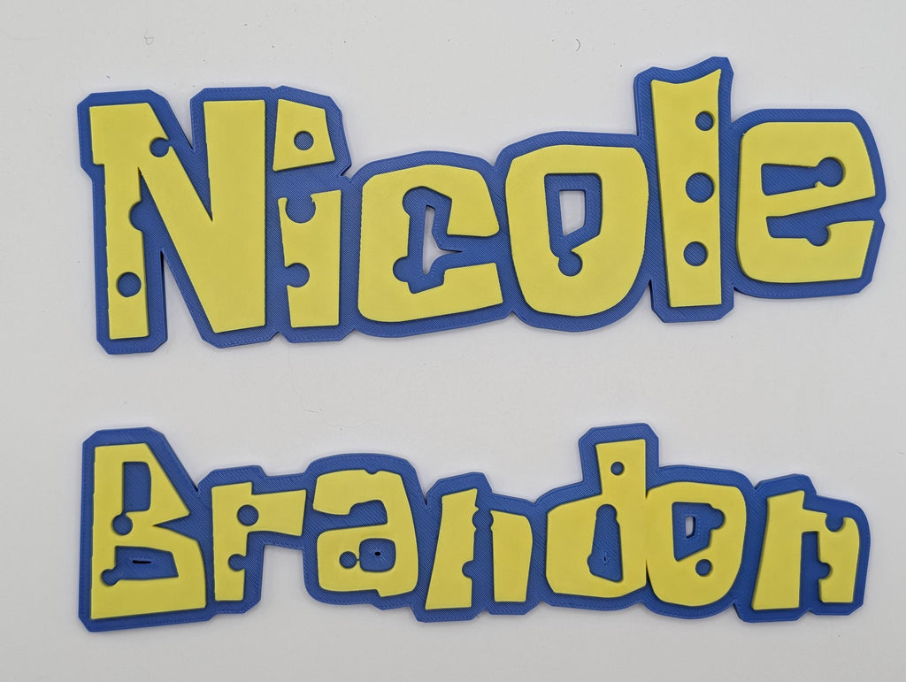 Cartoon "Sponge" Style Name Sign for Kids Room Door Wall Decor, shown in another listing view highlighting visible design details.